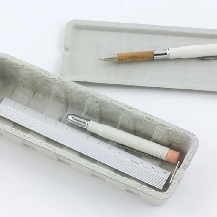 Ask av återvunnet papper, MIDORI PULP PEN STORAGE, vit
