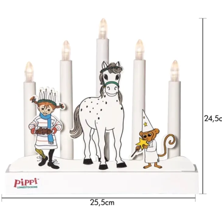 Batteridriven Pippi-adventsljusstake