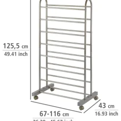 Expanderbar skohylla med hjul, 67-116cm