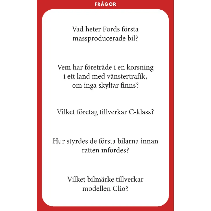 Frågesport om bilar