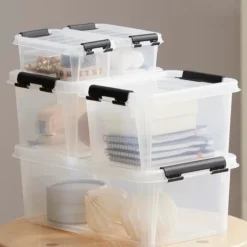 Förvaringsask med lock 0,3L, SmartStore, Klar/svart