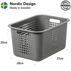 Förvaringskorg i återvunnen plast 13L, SmartStore, Grå