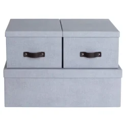 Förvaringslåda set om 3, Inge canvas, Bigso