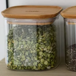Glasburk med bambulock 0,8L, Pebbly