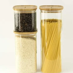Glasburk med bambulock 1,4L, Pebbly