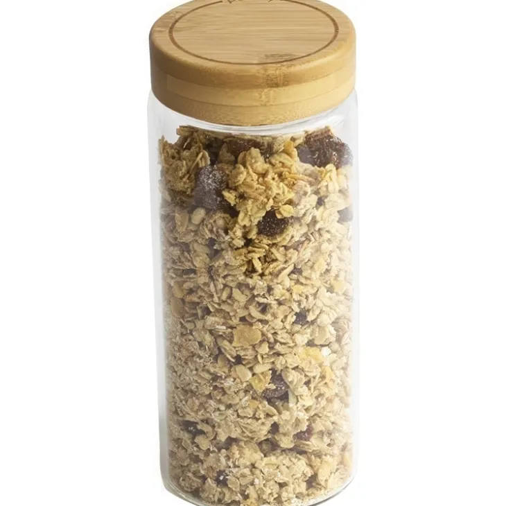 Glasburk med bambulock 0,65L, Pebbly