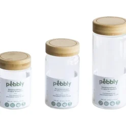Glasburk med bambulock 0,85L, Pebbly