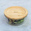 Glasskål med bambulock 0,62L, Pebbly