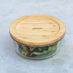 Glasskål med bambulock 0,62L, Pebbly