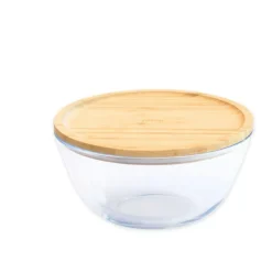 Glasskål med bambulock 0,77L, Pebbly