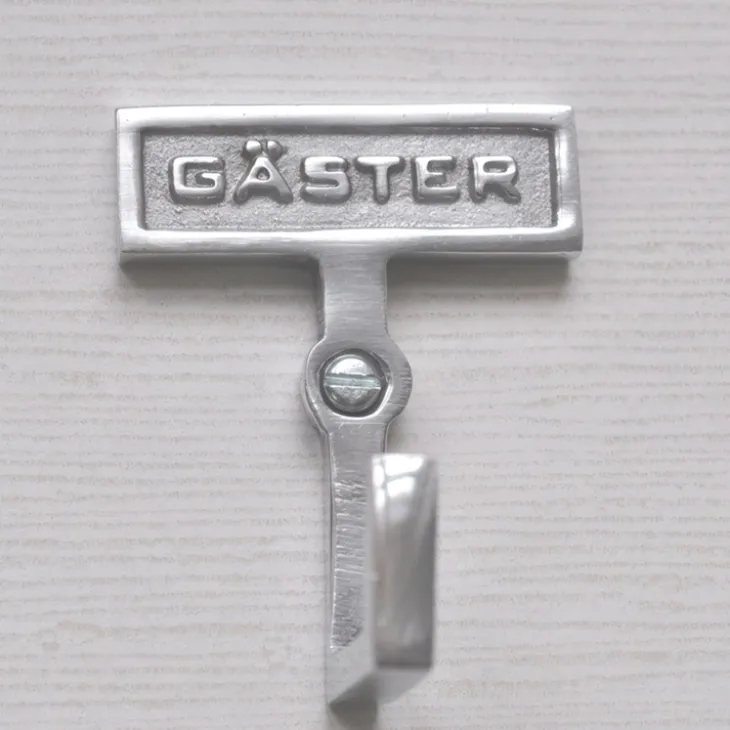 Gästskylt med krok i metall, Gäster