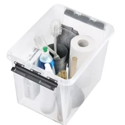 Hög förvaringslåda med lock 25L, SmartStore, Klar/svart
