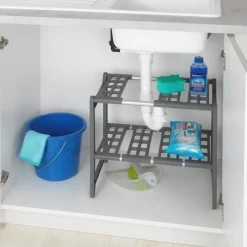 Justerbar förvaringshylla under diskbänk, 45-80cm