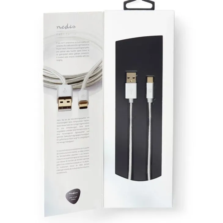 Lång USB-kabel i tyg