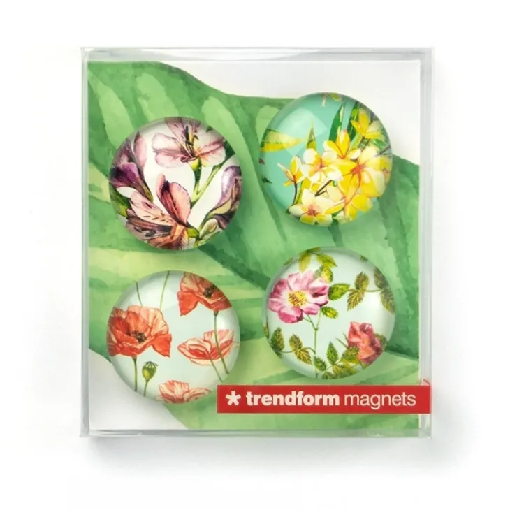 Magnet i glas 4-pack, Blommor
