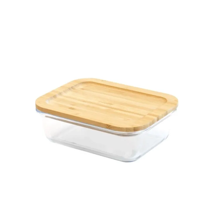 Matlåda i glas med bambulock 0,65L, Pebbly
