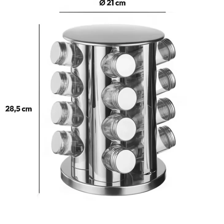 Roterande kryddställ 16 burkar, Metall