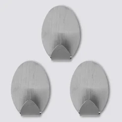 Självhäftande ovalkrok i metall 3-pack