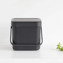 Sophink med lock och handdtag 6L, Brabantia, Mörkgrå