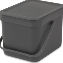 Sophink med lock och handdtag 6L, Brabantia, Mörkgrå