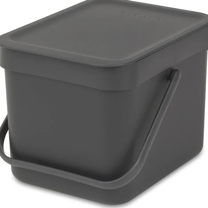 Sophink med lock och handdtag 6L, Brabantia, Mörkgrå