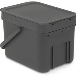 Sophink med lock och handdtag 6L, Brabantia, Mörkgrå