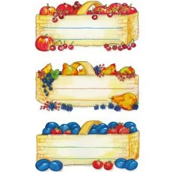 Syltburksetiketter 12-pack, Fruktkorg