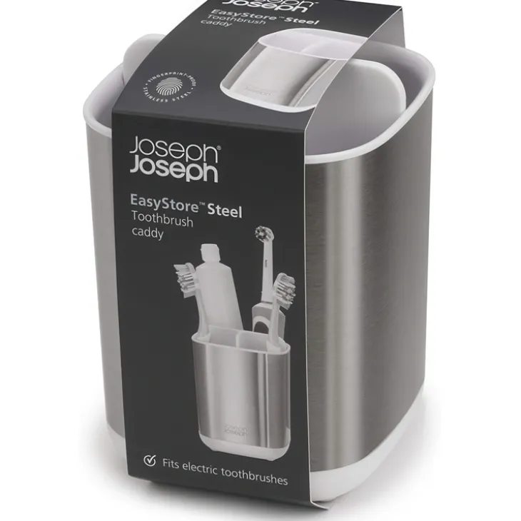 Tandborstmugg för eltandborste, Joseph Joseph, Silver