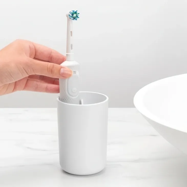 Tandborstmugg med avdelare, Brabantia, Vit